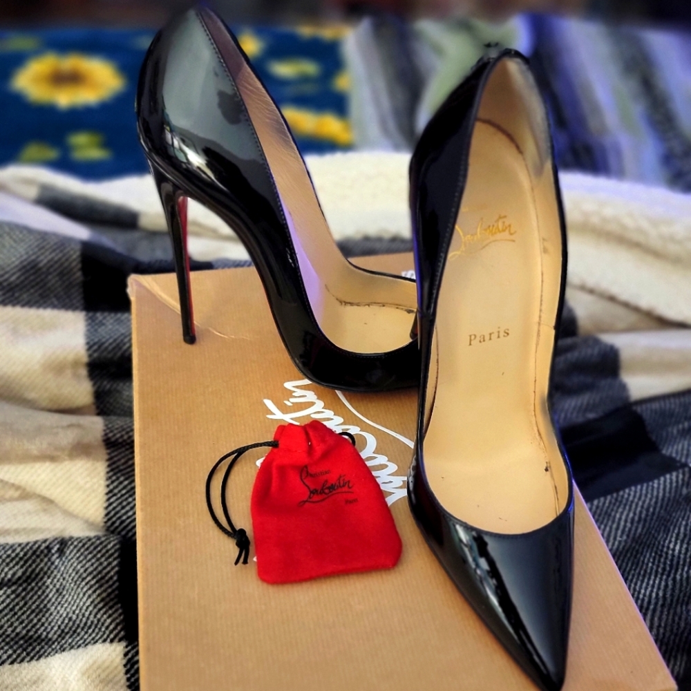 CHRISTIAN LOUBOUTIN 37/7B SO KATE POINTED red bottom heels BOX AND EXTRA TIPS